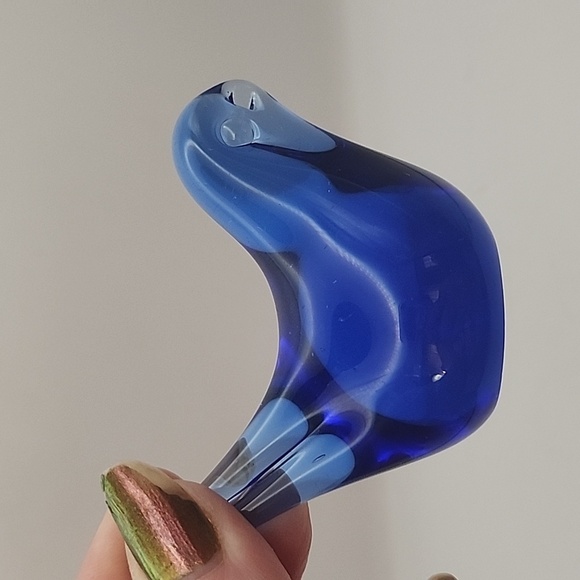 Vintage Blue Glass Bird 3" X 2" - Picture 7 of 8